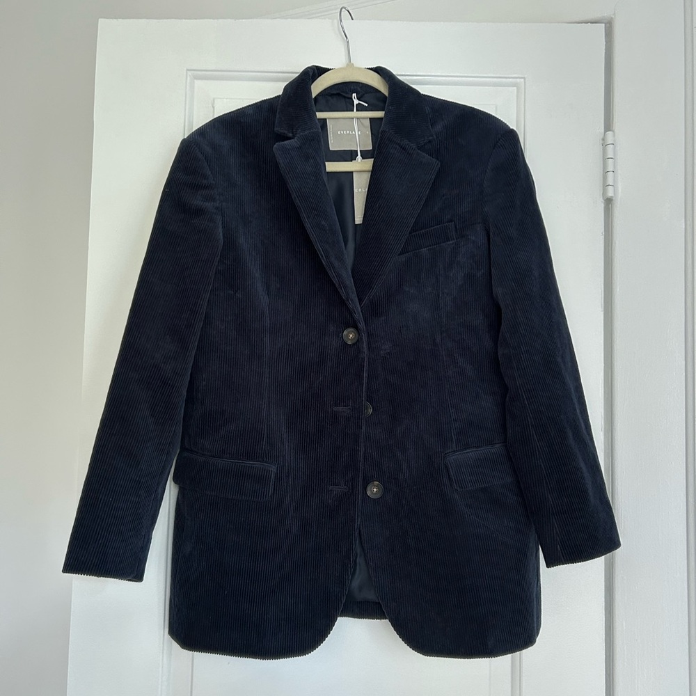 Everlane Navy Blue Corduroy Blazer Classic Oversized Suit Jacket